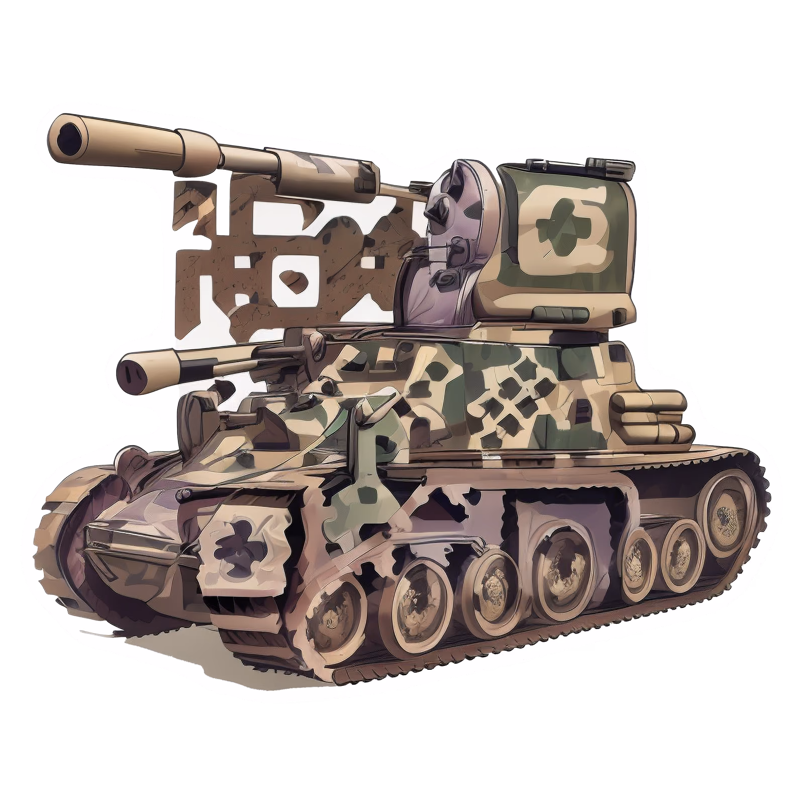 Camouflage Tank Vector QR Code for Stickers — image 1
