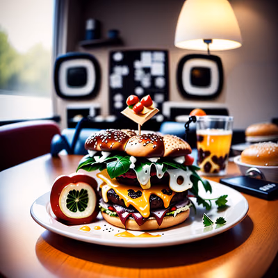 Cheeseburger Food Photo QR Code for Restaurant Menus — image 1