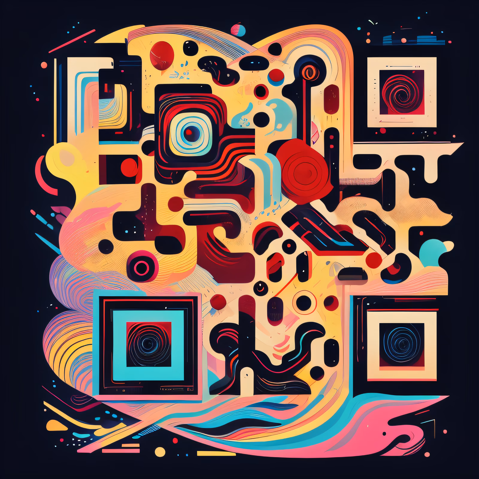 Psychedelic Abstract Swirl Pattern QR Code for Posters — image 1
