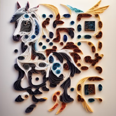 Winged Horse Paper Quilling QR Code Art — image 1