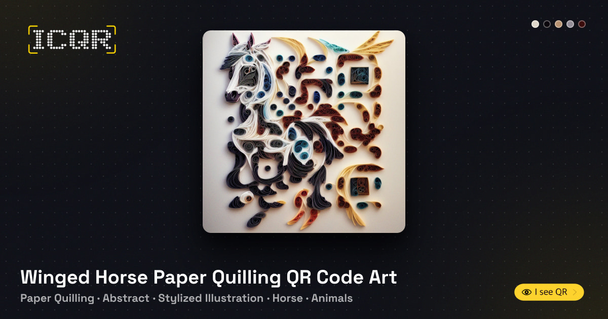 Winged Horse Paper Quilling QR Code Art • ICQR