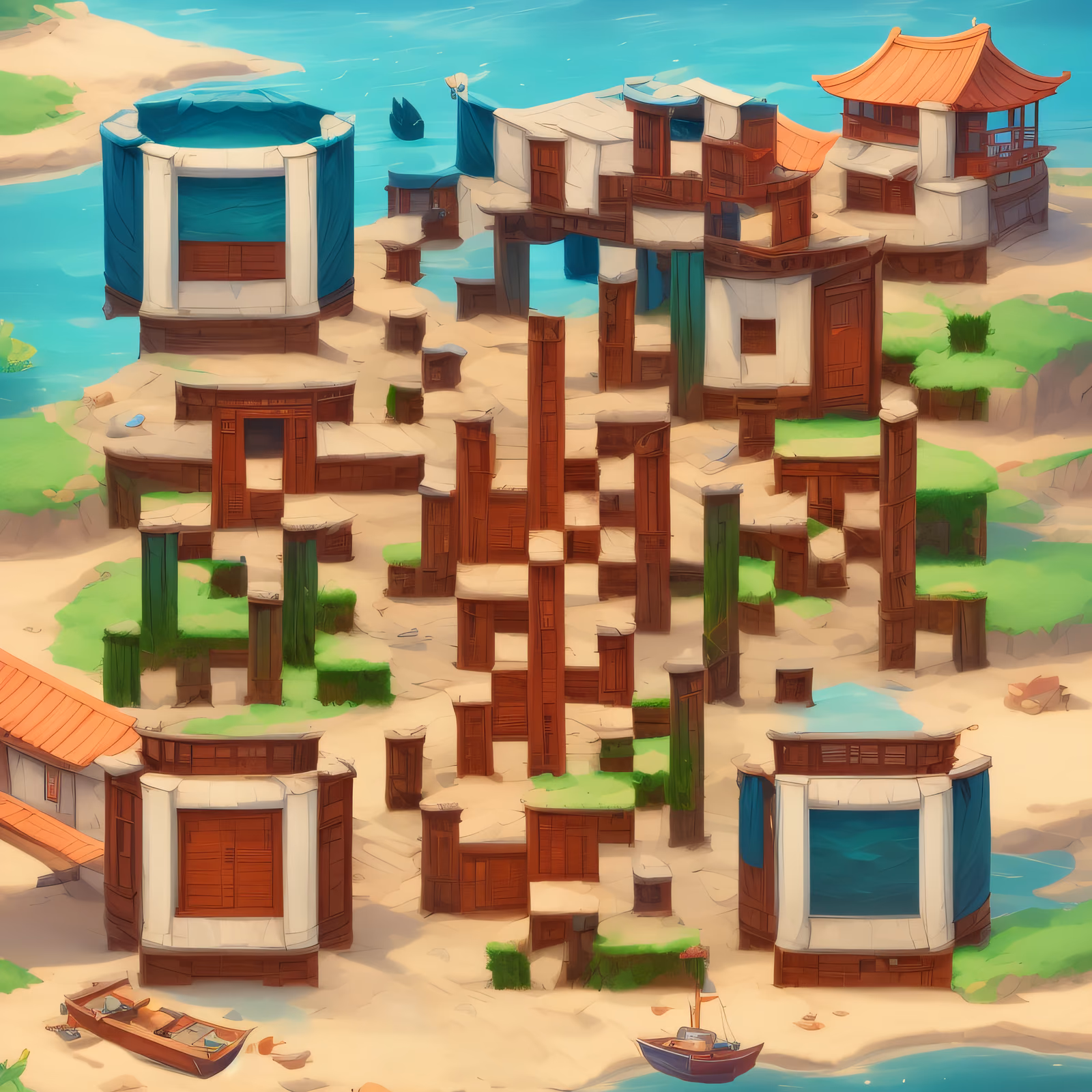 Cartoon Island Village Game Art QR Code for Posters — image 1