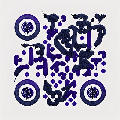 Indigo Ink Calligraphy QR Code Art