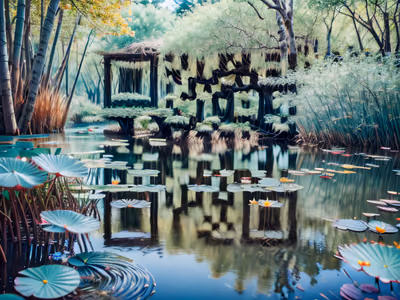 Water Lily Pond Film Photography QR Code Art — image 1
