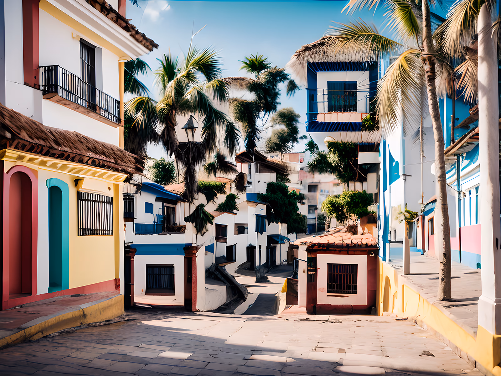 Colorful Colonial Street Photography QR Code for Posters — image 1
