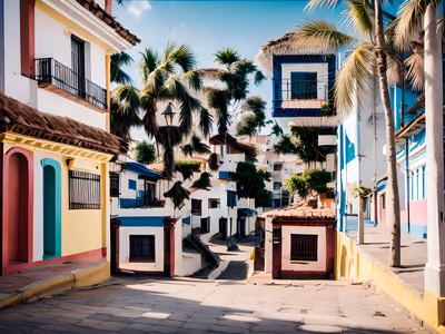 Colorful Colonial Street Photography QR Code for Posters — image 1