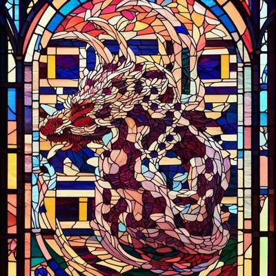 Red Dragon Stained Glass QR Code Art
