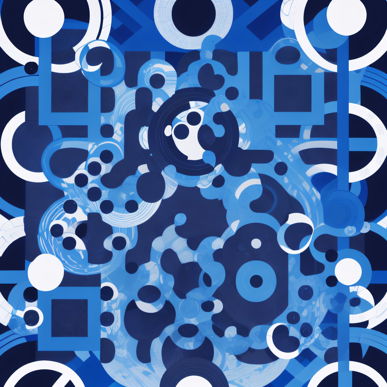 Blue Circles Generative Abstract QR Code for Posters — image 1