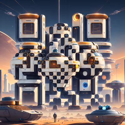 Desert Research Base Retrofuturism QR Code for Posters — image 1