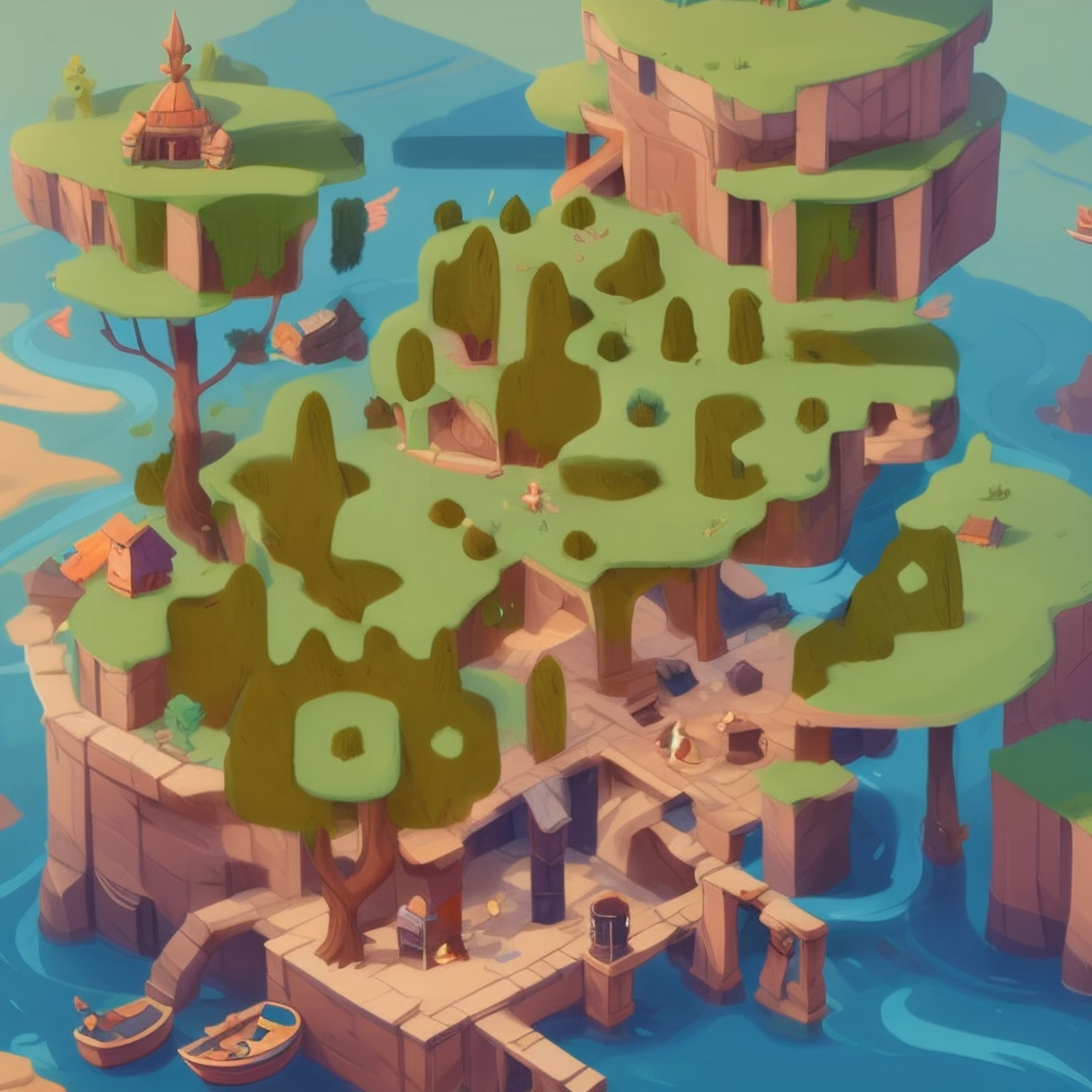 Stylized Island Game World QR Code Art — image 1