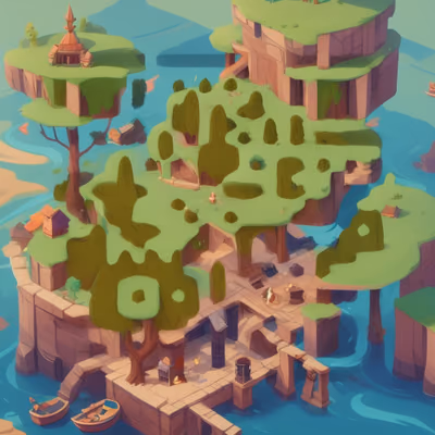 Stylized Island Game World QR Code Art — image 1