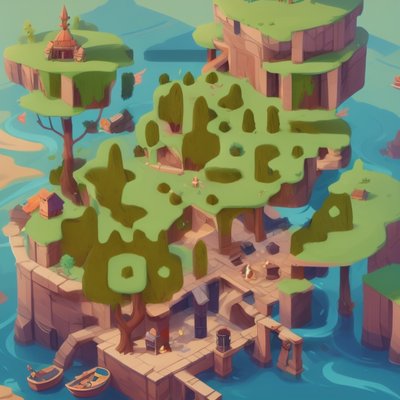Stylized Island Game World QR Code Art