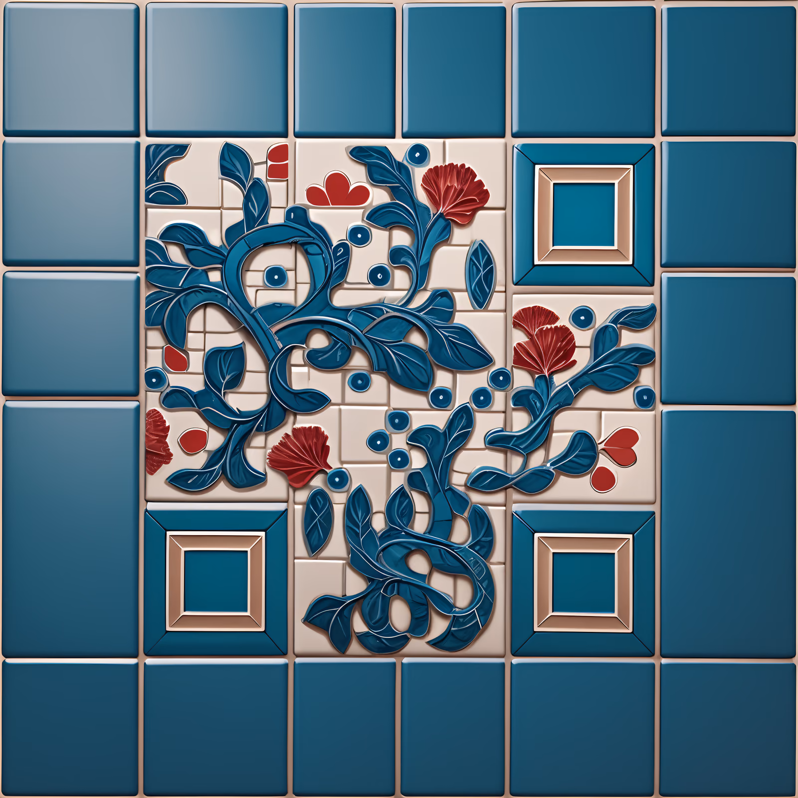 Гвоздики и лозы на керамической плитке: QR-код — изображение 1