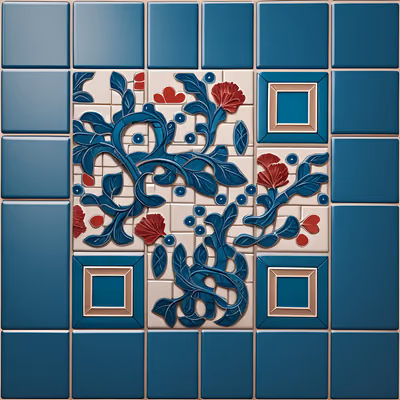 Гвоздики и лозы на керамической плитке: QR-код — изображение 1