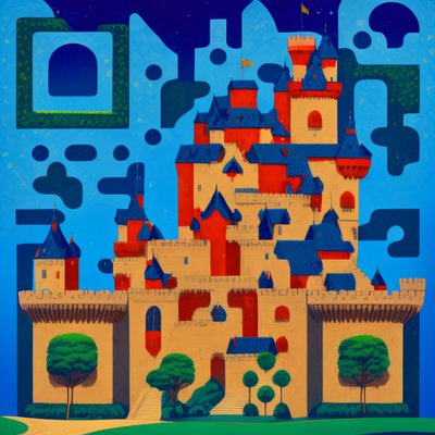 Storybook Castle Gouache QR Code for Posters