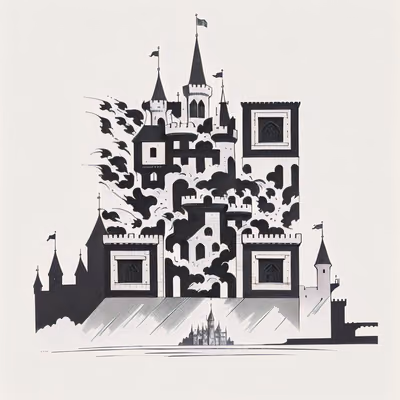 Medieval Castle Ink Tattoo QR Code Art — image 1