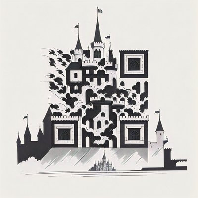 Medieval Castle Ink Tattoo QR Code Art