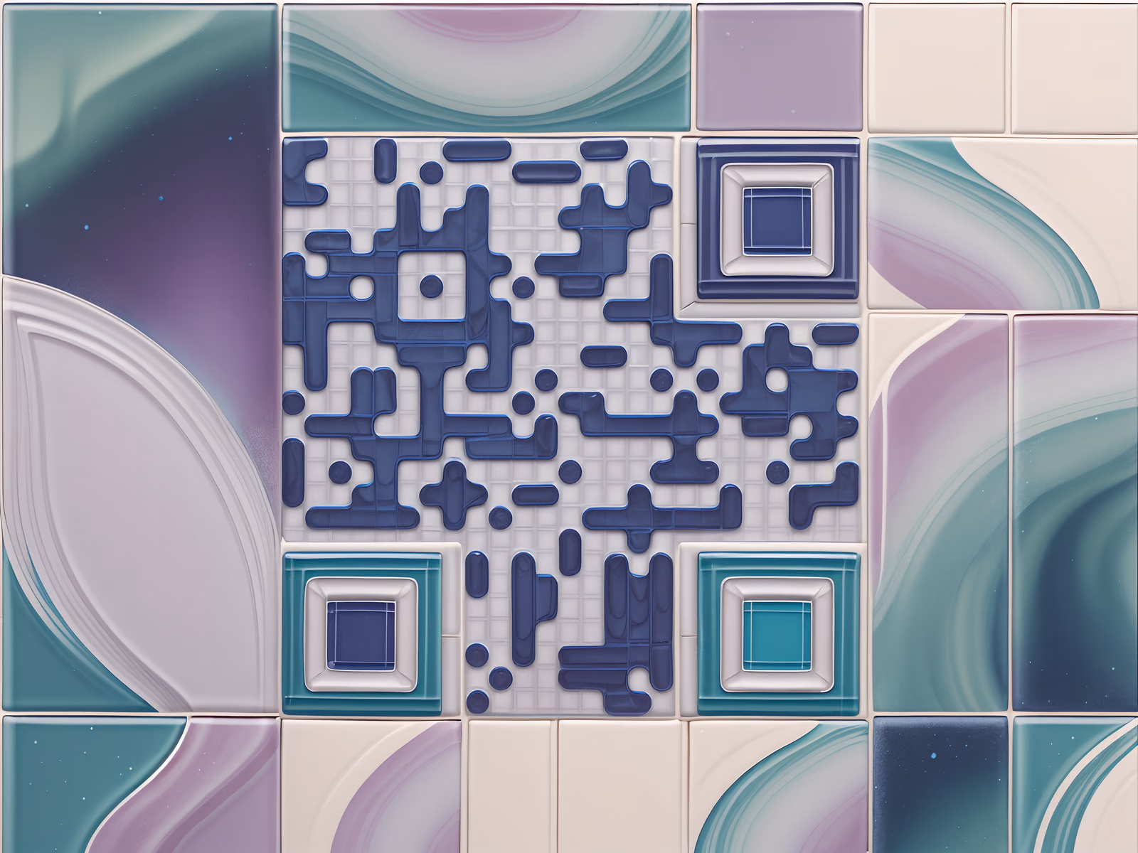 Глазурованная керамическая плитка с полярным сиянием: QR-код — изображение 1