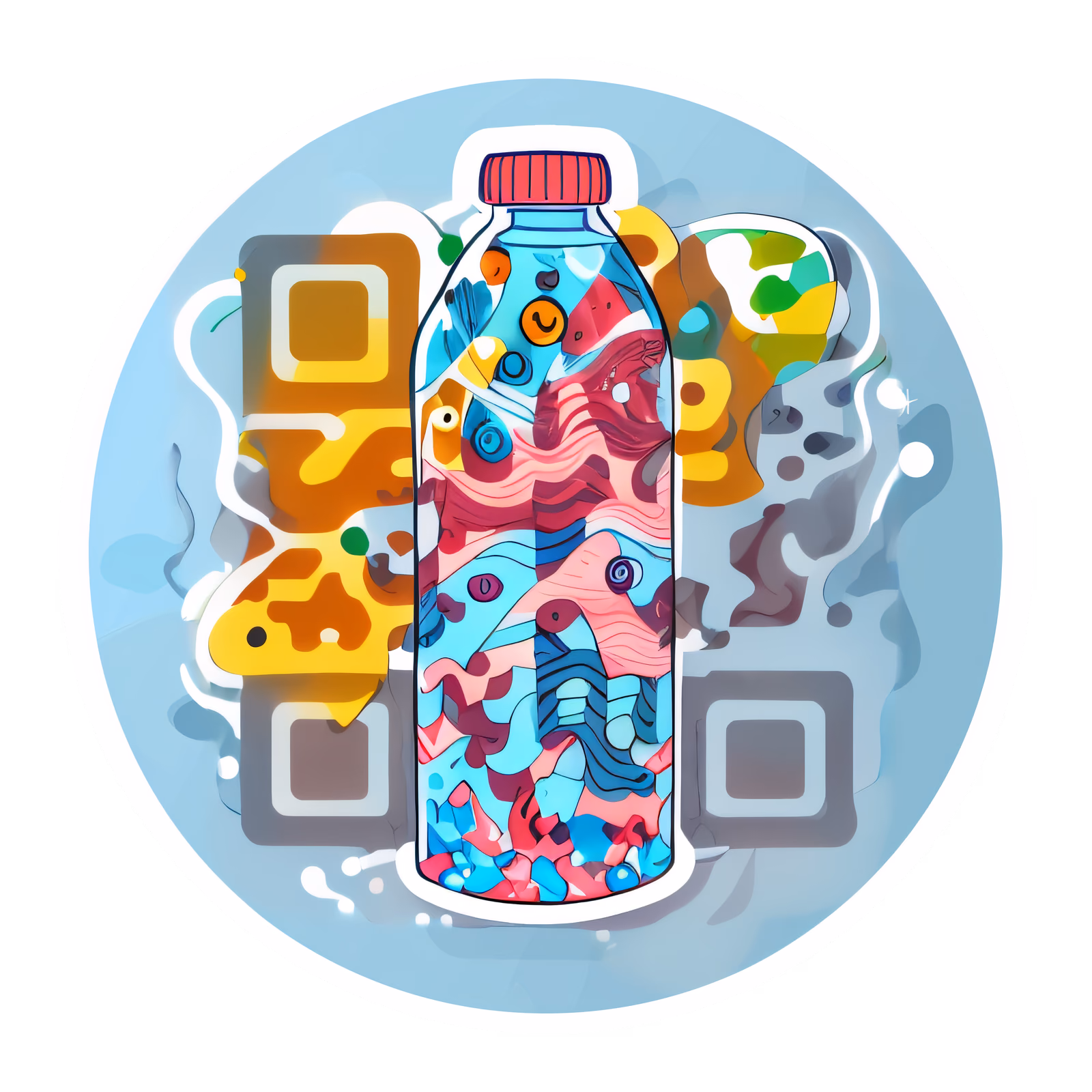 Abstract Water Bottle Vector QR Code for Stickers — image 1