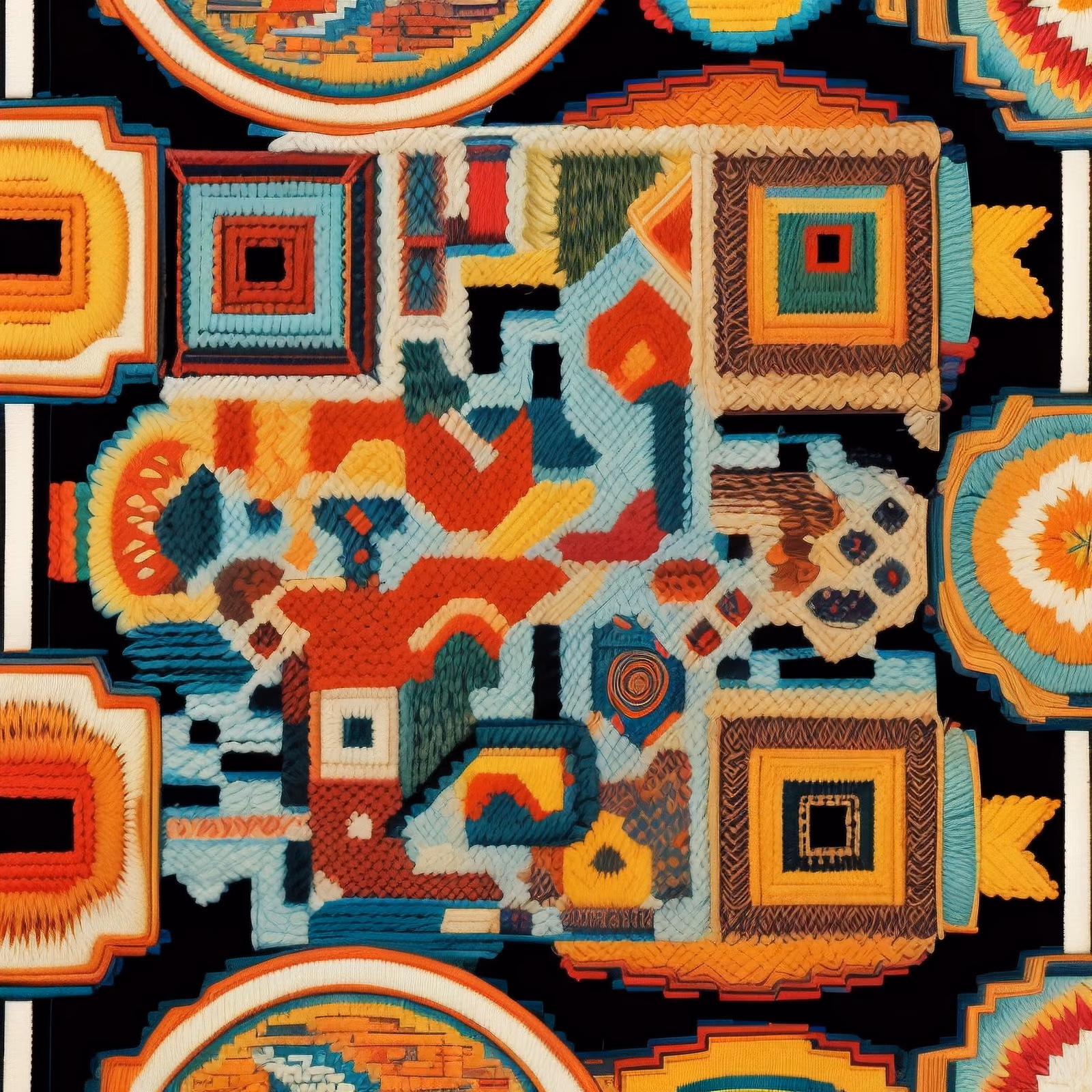 Navajo Style Stitched Textile QR Code for Apparel — image 1