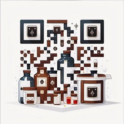 Apothecary Potion Bottles Vector QR Code for Packaging