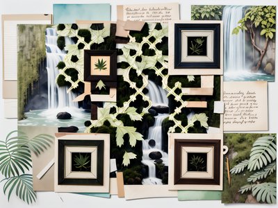 Jungle Waterfall Paper Collage QR Code Art