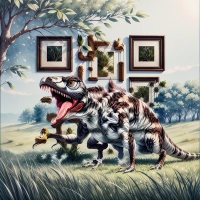 Velociraptor in Meadow Watercolor QR Code Art