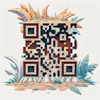 Overgrown Jungle Ruin Game Art QR Code for Posters