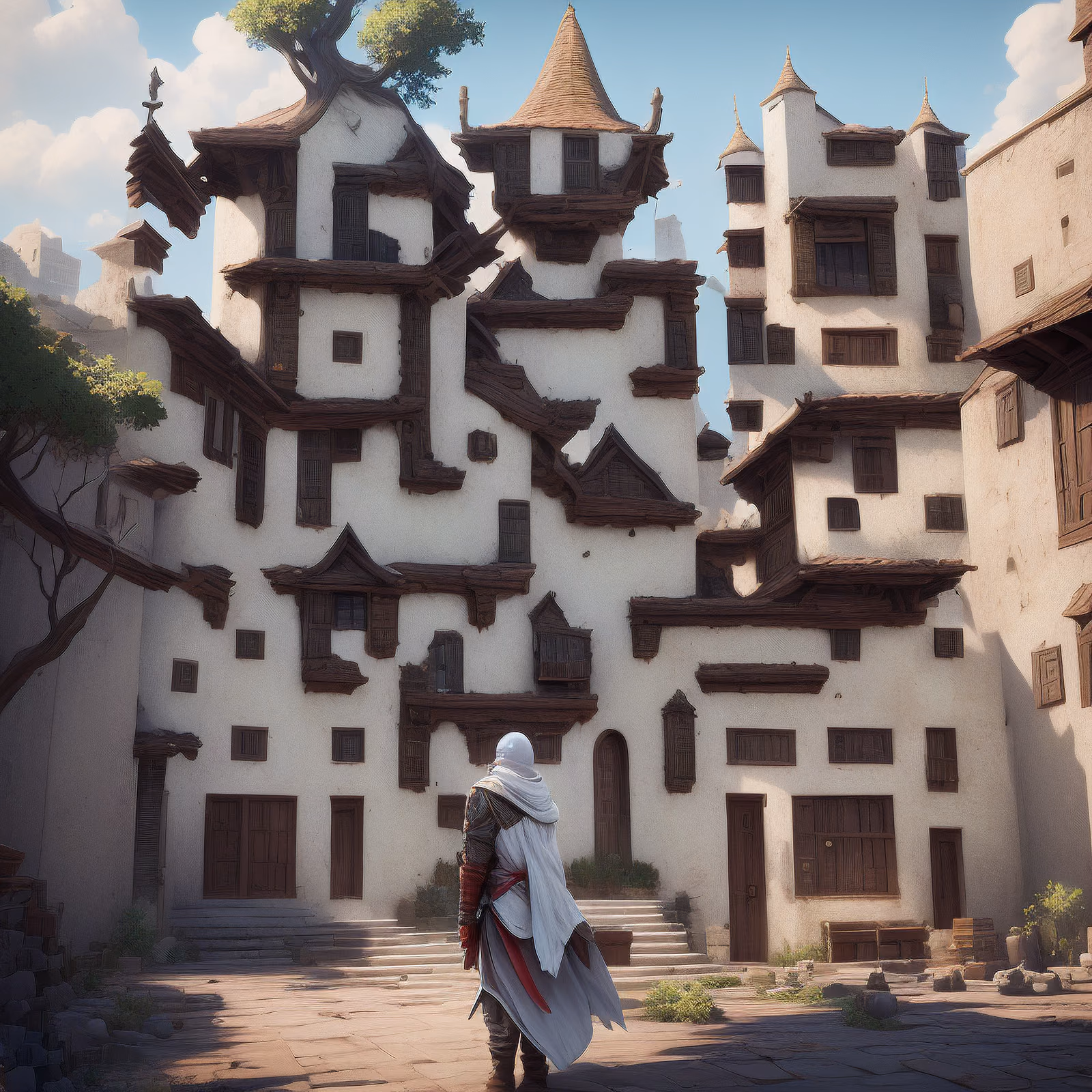 Hooded Assassin Village Game Art QR Code for Posters — image 1