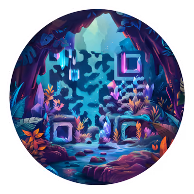 水下水晶洞穴矢量二维码艺术贴纸 — 图片 1