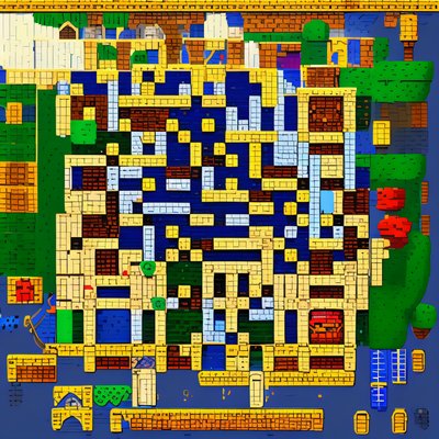 Pixel Art Town Map QR Code for Posters