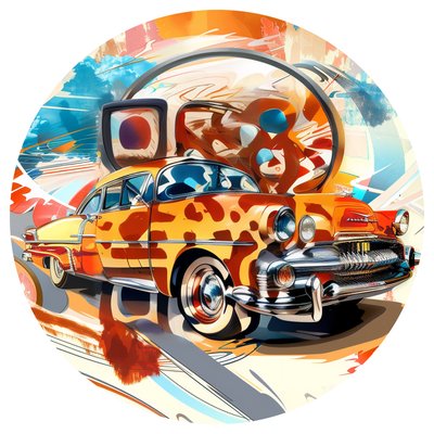 Retro Finned Car Abstract QR Code for Stickers