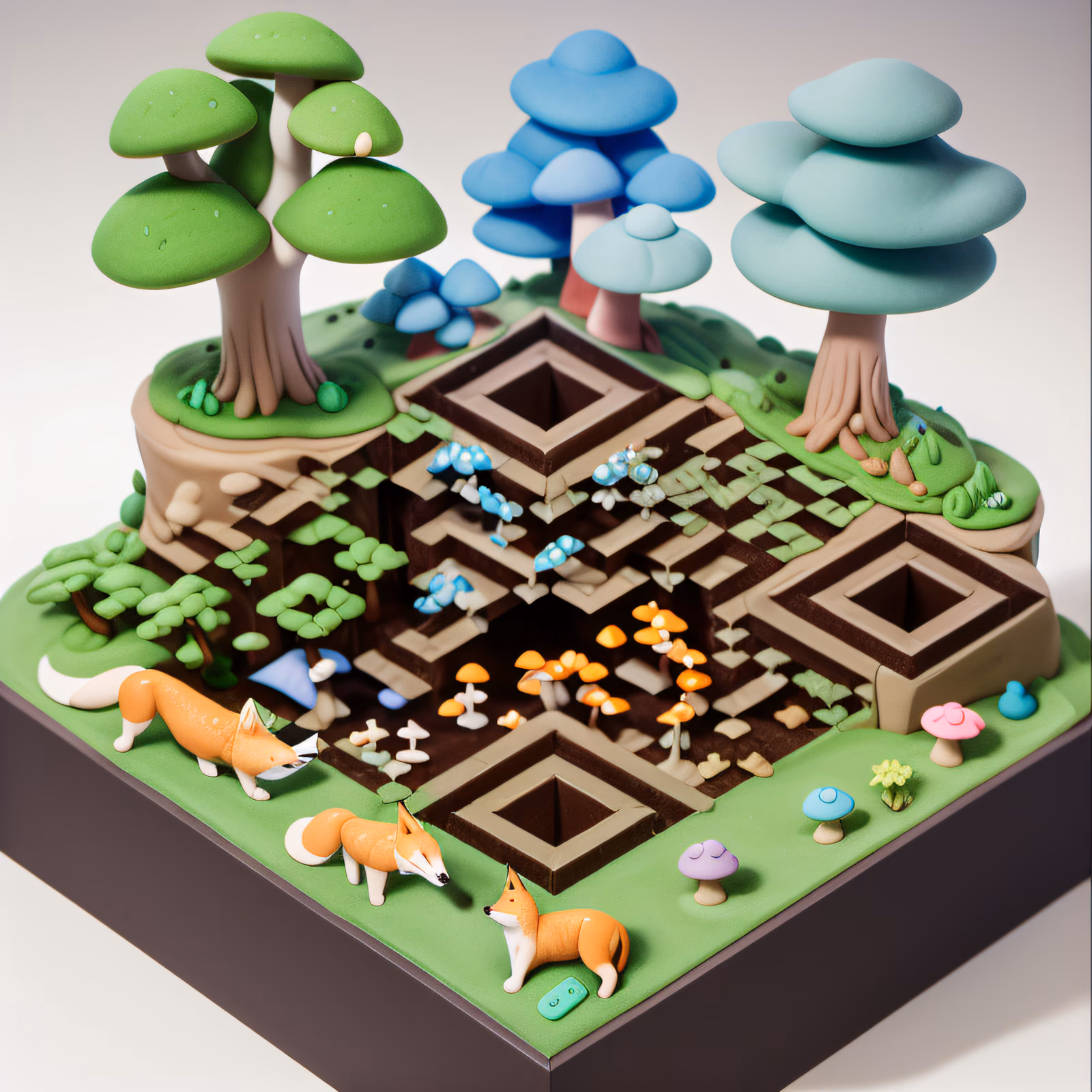 Clay Fox Forest Diorama QR Code Art — image 1
