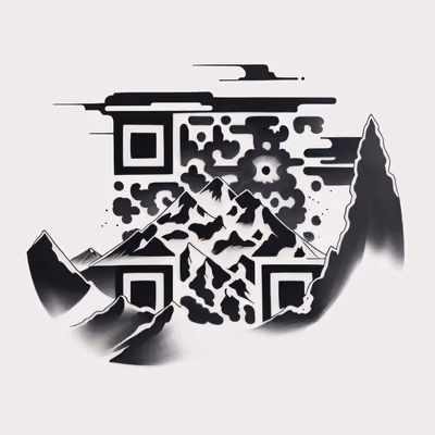 Рассвет в горах: тату тушью, QR-код для временных татуировок — изображение 1