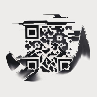 Рассвет в горах: тату тушью, QR-код для временных татуировок