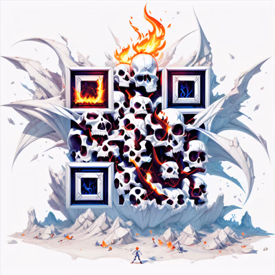 Куча горящих черепов, игровой QR-код для плакатов — изображение 1
