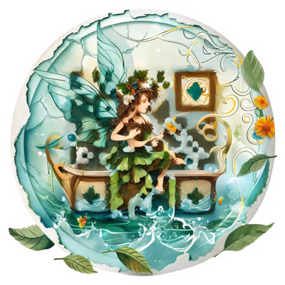 Fairy in Bathtub Papercut QR Code for Stickers — image 1