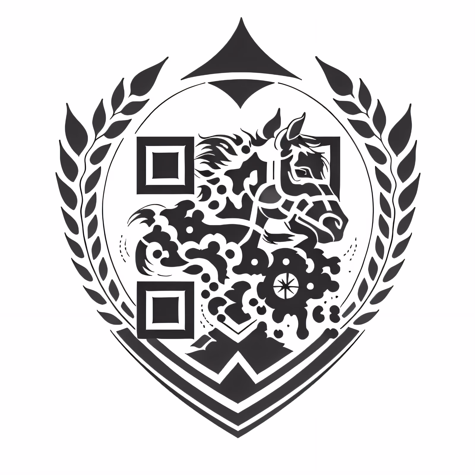 Horse Crest Tattoo Style QR Code for Temporary Tattoos — image 1