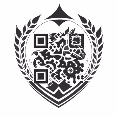 Horse Crest Tattoo Style QR Code for Temporary Tattoos — image 1