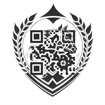 Horse Crest Tattoo Style QR Code for Temporary Tattoos