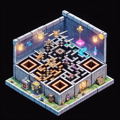 Isometric Tech Bazaar Diorama QR Code for Posters