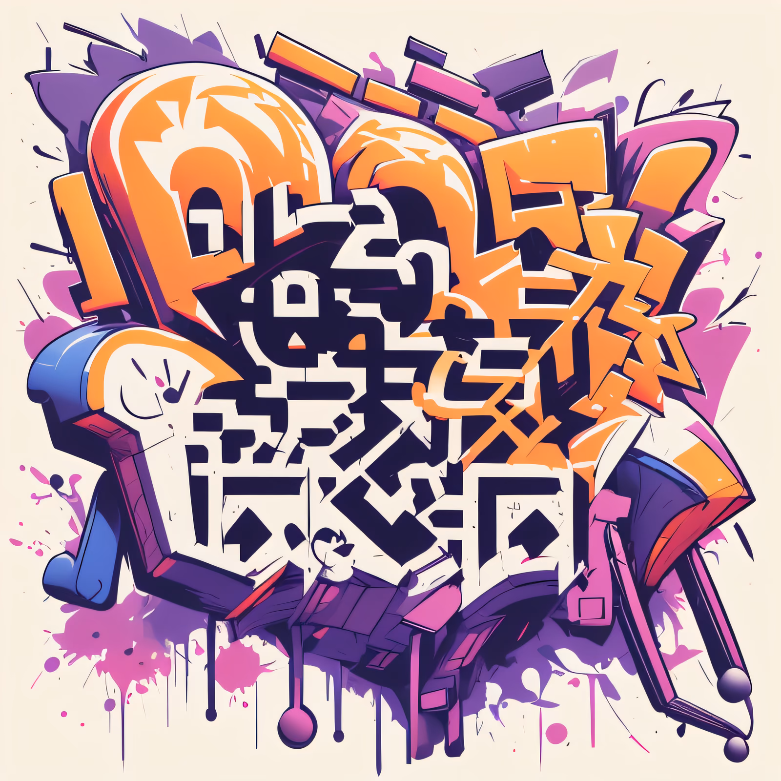 Graffiti Lettering Street Art Abstract QR Code for Apparel — image 1