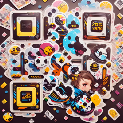 Sticker Bomb Collage Anime Girl QR Code for Stickers — image 1