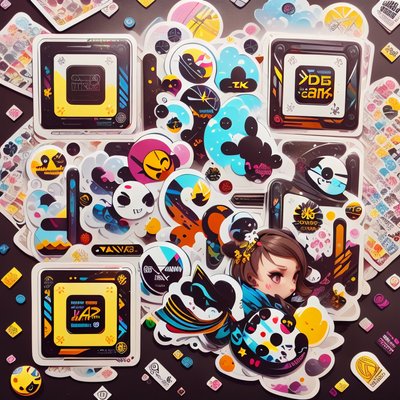 Sticker Bomb Collage Anime Girl QR Code for Stickers