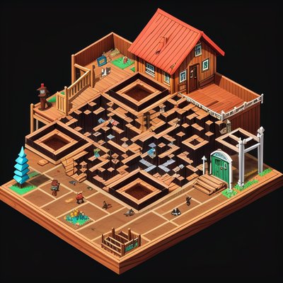 Isometric Wild West Town 3D QR Code for Posters