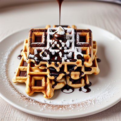 Chocolate Waffles Photorealistic QR Code for Restaurant Menus
