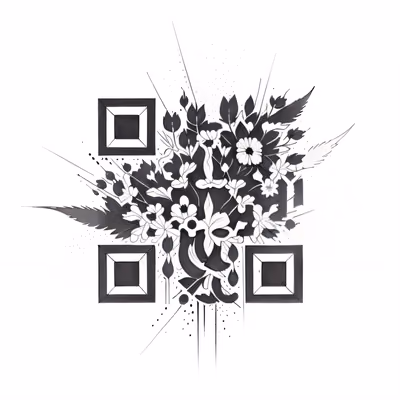 Black Floral Ink Tattoo QR Code for Temporary Tattoos — image 1