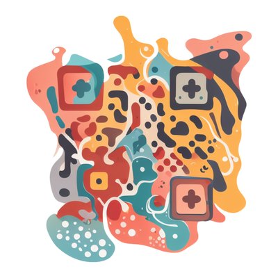Abstract Flowing Waves Vector QR Code for Stickers