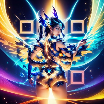 Winged Mythical Woman Neon Fantasy QR Code for Posters