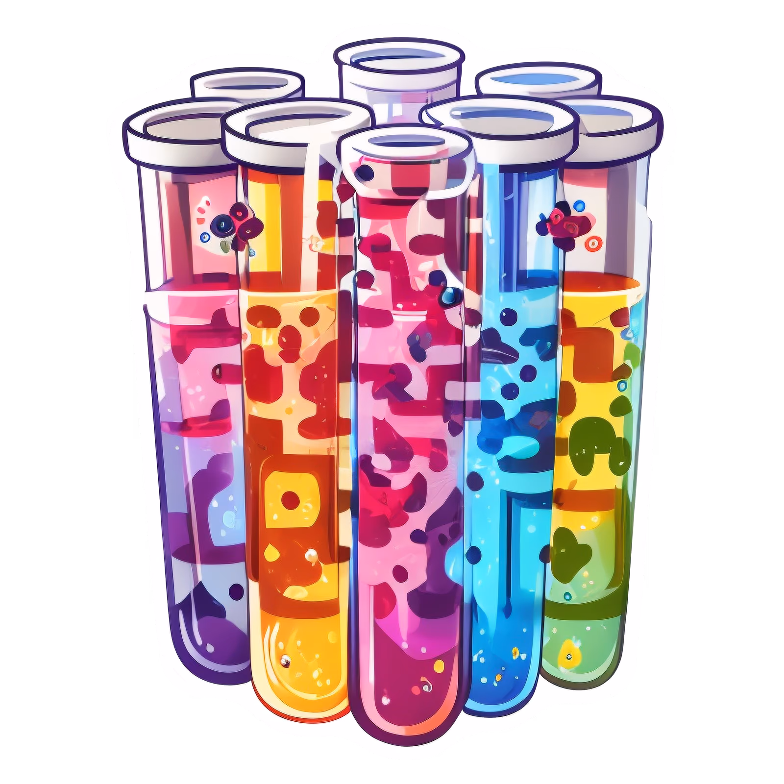 Colorful Test Tubes Vector QR Code for Stickers — image 1